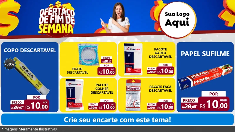 Modelo de TV para TV Horizontal com o tema Ofertaço de Fim de Semana para Embalagens