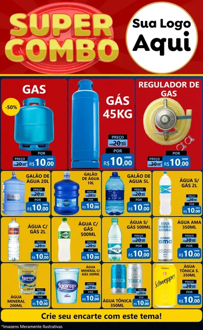 Modelo de Encarte para Encarte Grande com o tema Super Combo para Água e gás