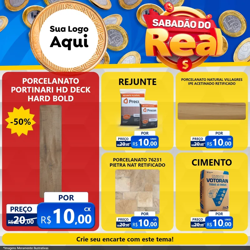 Modelo de Rede Social para Feed Facebook com o tema Sabadão do Real para Pisos e revestimentos