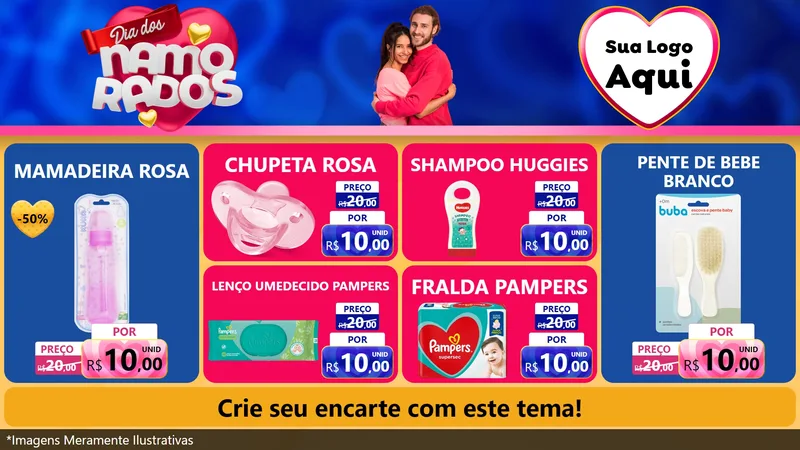 Modelo de TV para TV Horizontal com o tema Dia dos namorados para Bebês