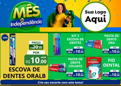 Modelo de Encarte para Encarte A4 Horizontal com o tema Mês da Independência para Higiene Pessoal