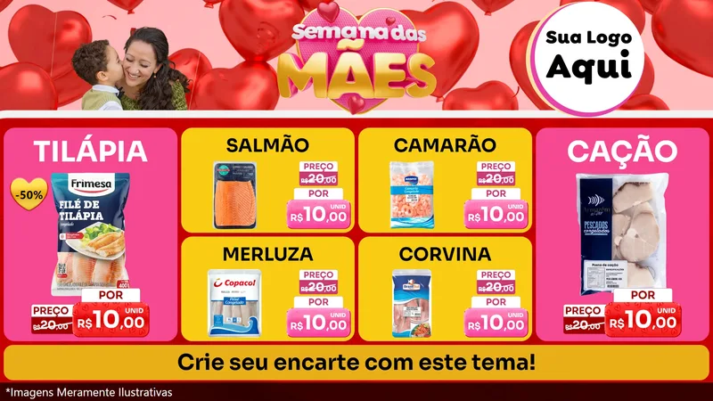 Modelo de TV para TV Horizontal com o tema Semana Das Mães para Peixaria