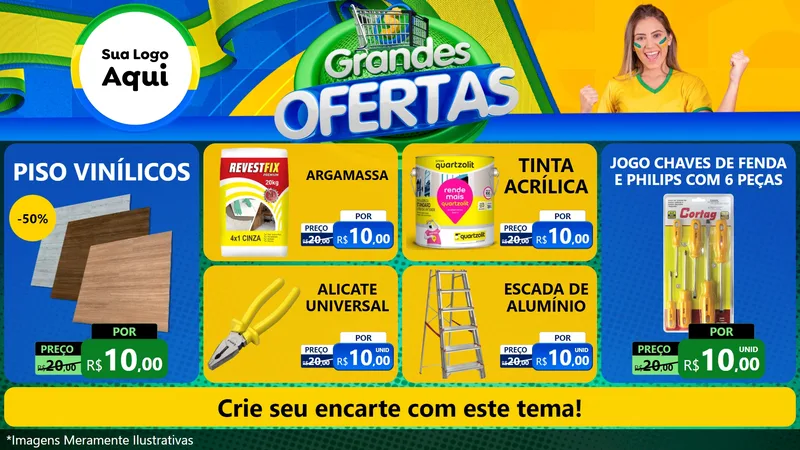Modelo de TV para TV Horizontal com o tema Grandes Ofertas para Material para Construção