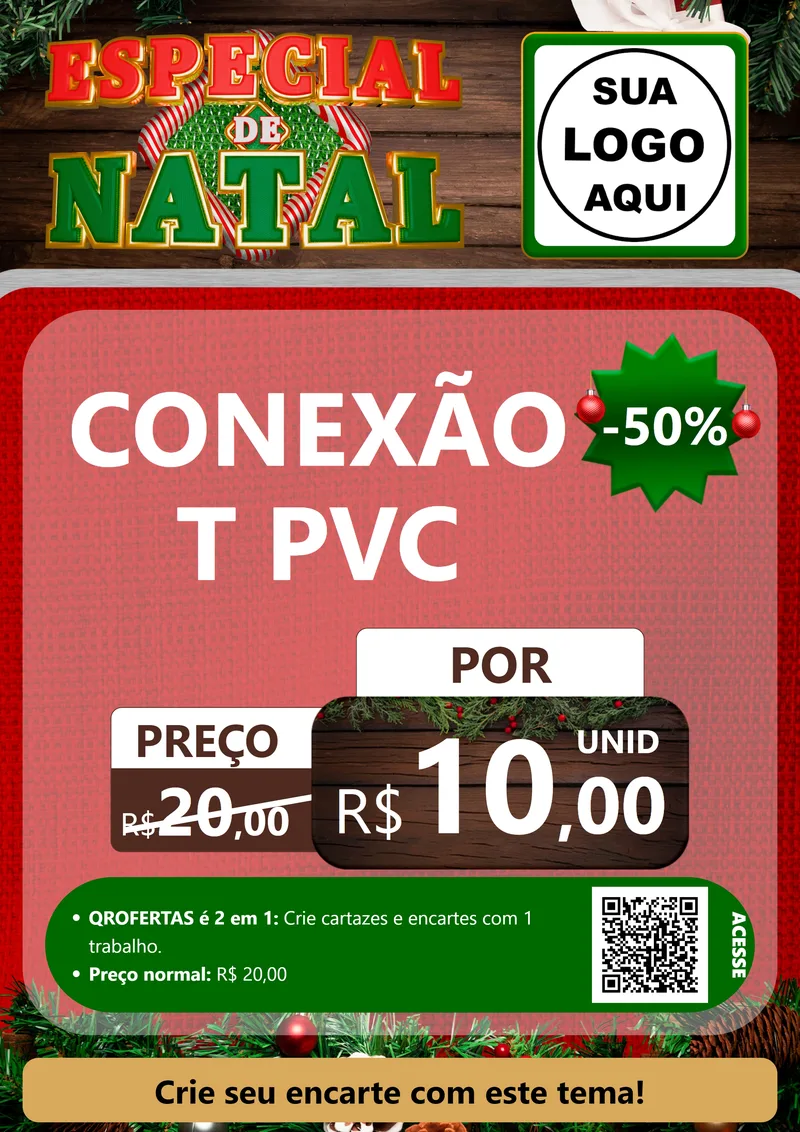 Modelo de Cartaz para Cartaz A4 Vertical com o tema Especial de Natal para Tubos e conexões