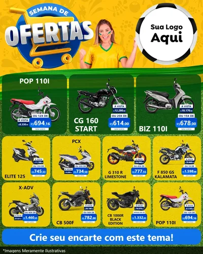 Modelo de Rede Social para Feed Instagram com o tema Semana de Ofertas - Copa para Concessionaria de Motos
