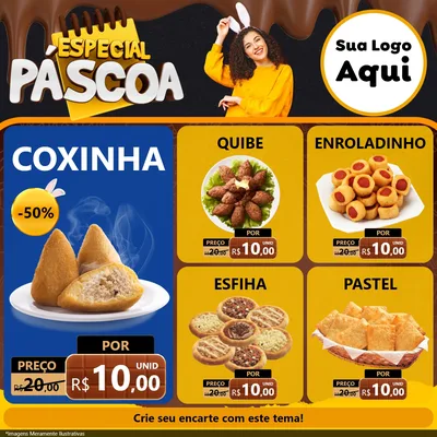 Modelo de Rede Social para Feed Facebook com o tema Especial Páscoa para Salgadaria