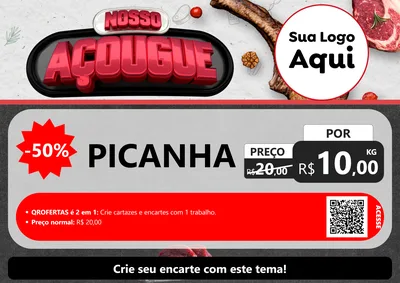 Modelo de Cartaz para Cartaz A4 Horizontal com o tema Nosso Açougue para Açougue