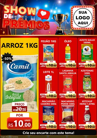 Modelo de Encarte para Encarte A4 Vertical com o tema Show de Prêmios para Supermercado