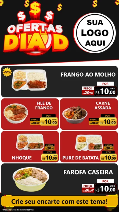Modelo de TV para TV Vertical com o tema Ofertas Dia D para Restaurante