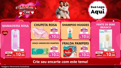 Modelo de TV para TV Horizontal com o tema Valentine's Day para Bebês