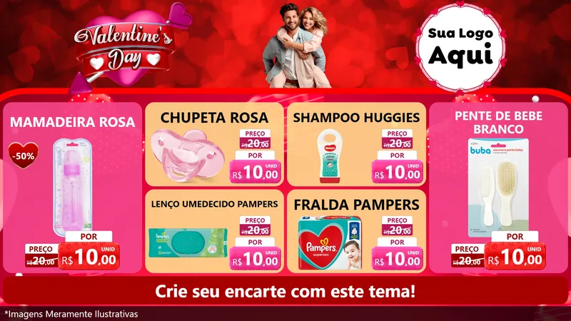 Modelo de TV para TV Horizontal com o tema Valentine's Day para Bebês