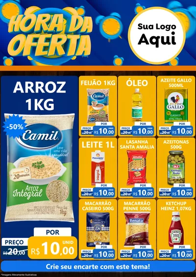Modelo de Encarte para Encarte A4 Vertical com o tema Hora da Oferta para Supermercado