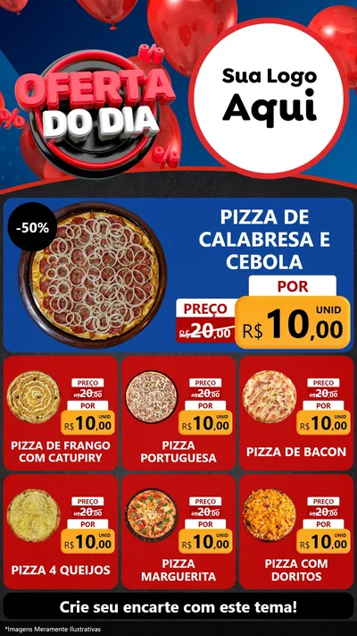 Modelo de Rede Social para Stories com o tema Oferta do Dia para Pizzaria