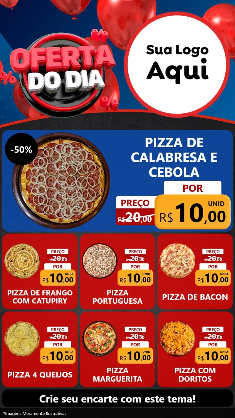 Modelo de Rede Social para Stories com o tema Oferta do Dia para Pizzaria