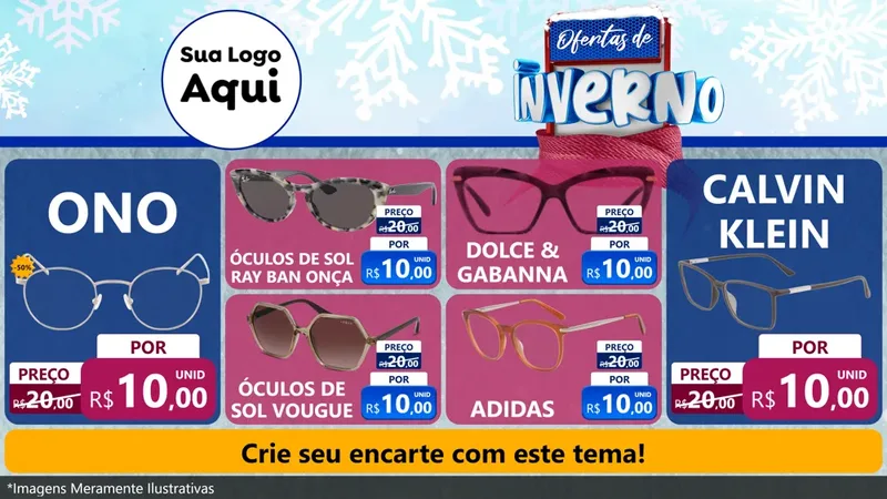 Modelo de TV para TV Horizontal com o tema Ofertas de Inverno para Óticas