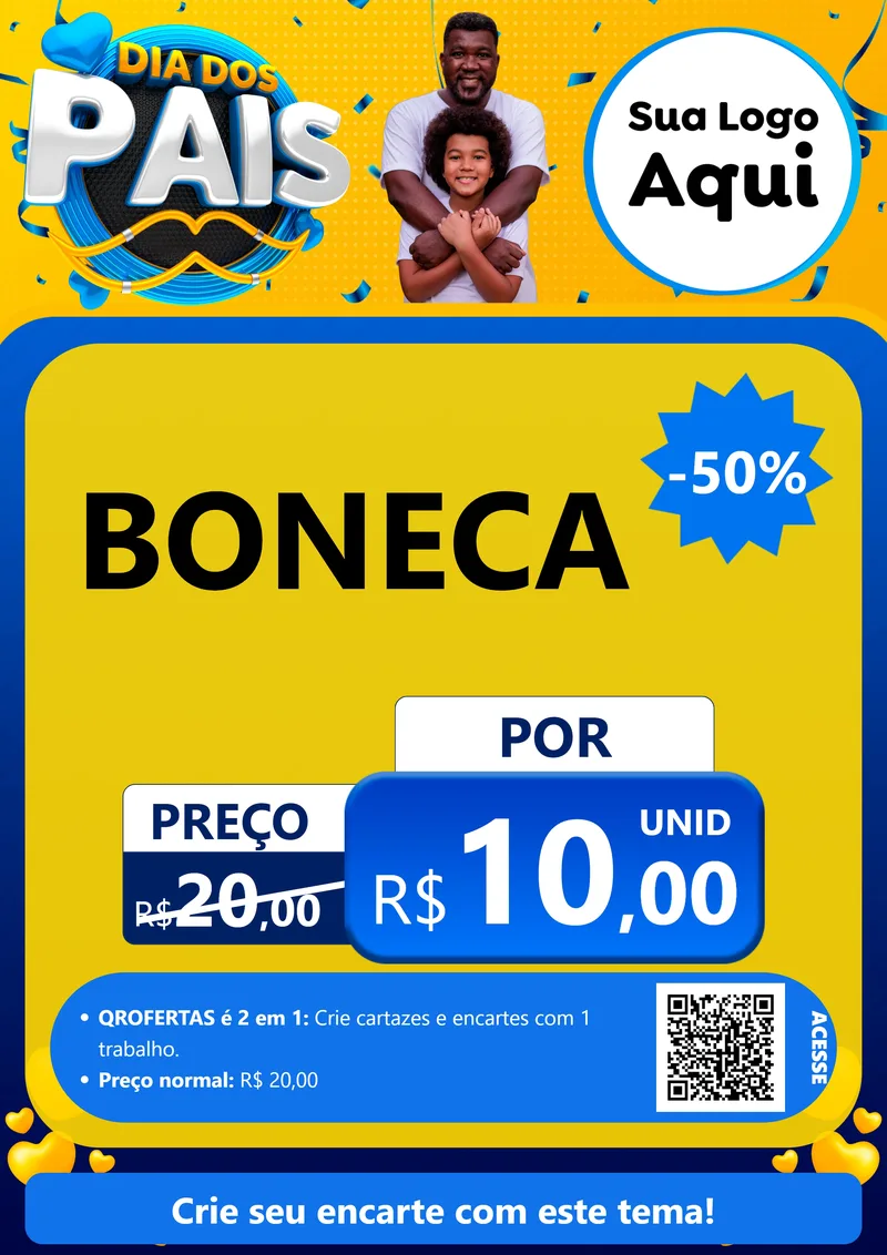 Modelo de Cartaz para Cartaz A4 Vertical com o tema Dia dos Pais para Brinquedos