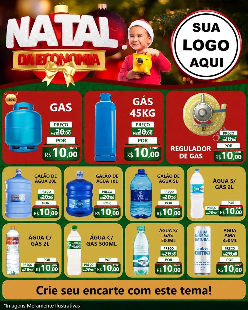 Modelo de Rede Social para Feed Instagram com o tema Natal da Economia para Água e gás