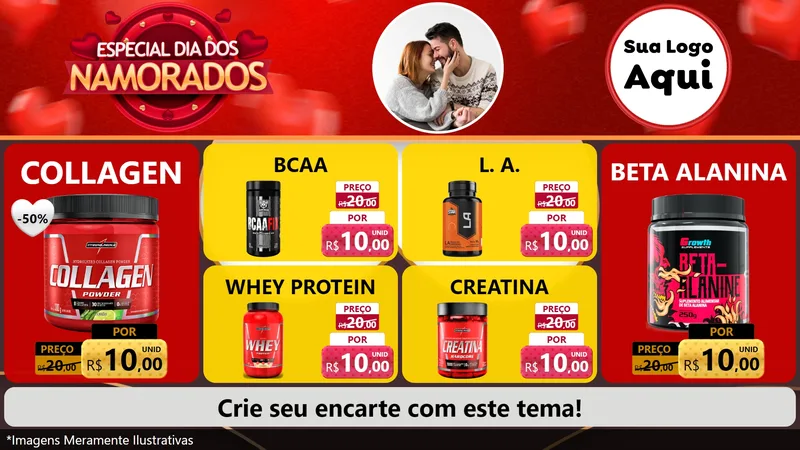 Modelo de TV para TV Horizontal com o tema Especial Dia Dos Namorados para Suplementos alimentares