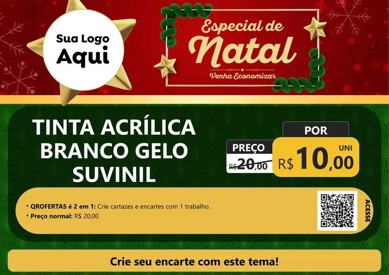 Modelo de Cartaz para Cartaz A4 Horizontal com o tema Especial de Natal para Tintas e Ferramentas