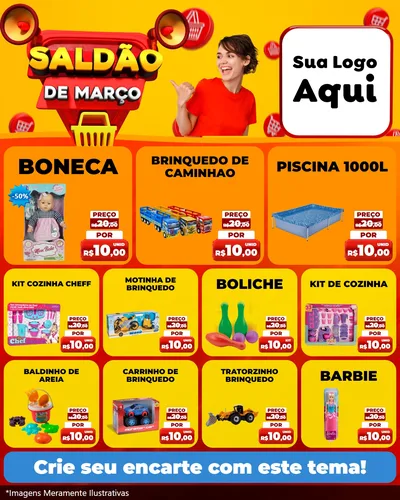 Modelo de Rede Social para Feed Instagram com o tema Saldão de Março para Brinquedos