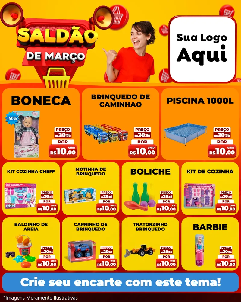 Modelo de Rede Social para Feed Instagram com o tema Saldão de Março para Brinquedos