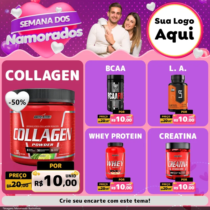 Modelo de Rede Social para Feed Facebook com o tema Semana dos Namorados para Suplementos alimentares