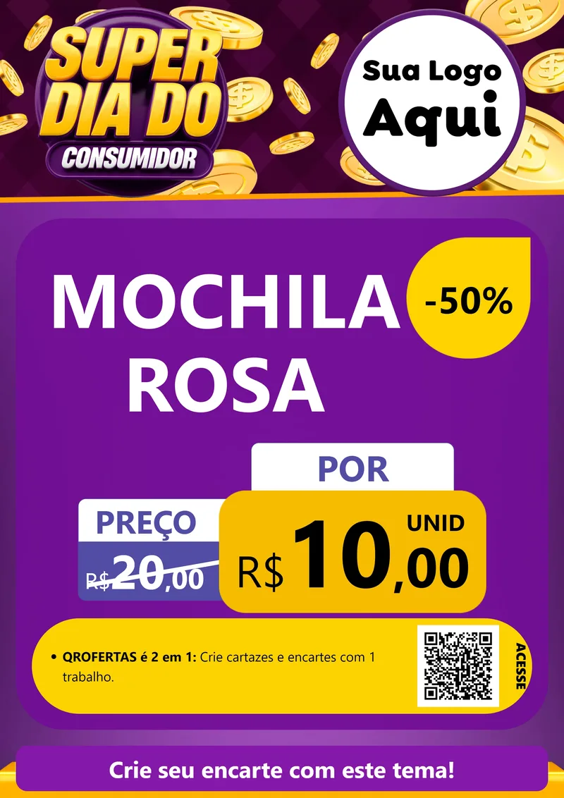 Modelo de Cartaz para Cartaz A4 Vertical com o tema Super Dia do Consumidor para Papelaria
