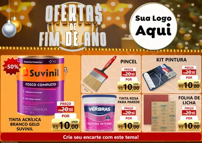Modelo de Encarte para Encarte A4 Horizontal com o tema Ofertas de Fim de Ano para Tintas e Ferramentas