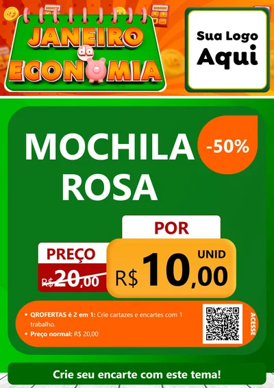 Modelo de Cartaz para Cartaz A4 Vertical com o tema Janeiro da Economia para Papelaria
