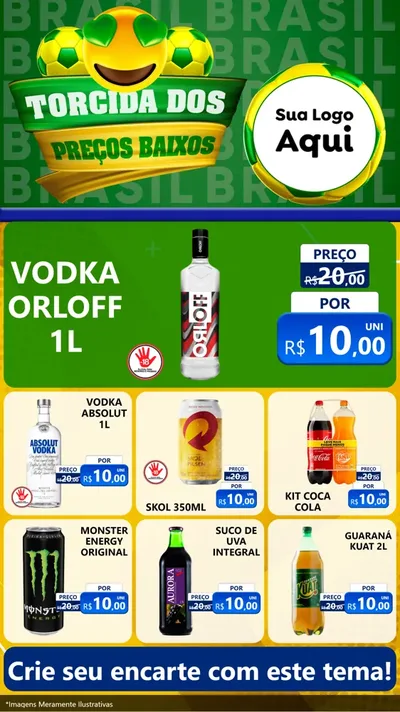 Modelo de Rede Social para Stories com o tema Torcida dos Preços Baixos - Copa para Distribuidora de bebidas