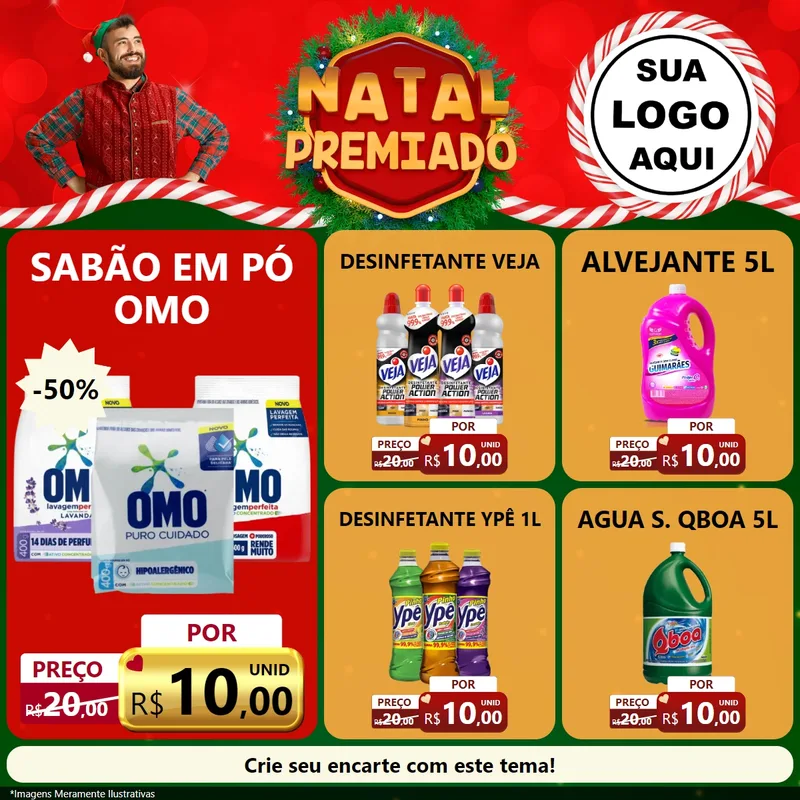 Modelo de Rede Social para Feed Facebook com o tema Natal Premiado para Produtos de Limpeza