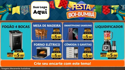 Modelo de TV para TV Horizontal com o tema Festa Boi Bumbá para Móveis e Eletro