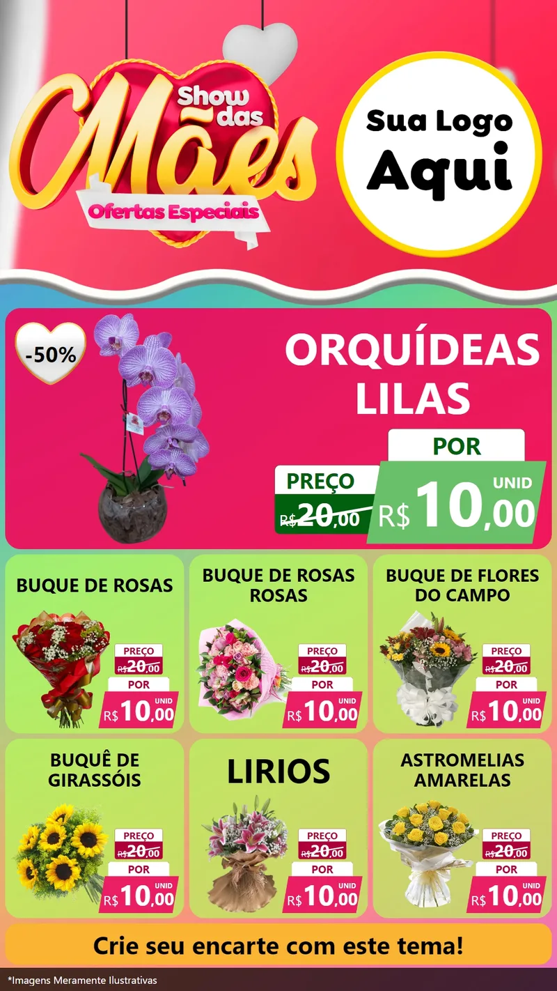 Modelo de Rede Social para Stories com o tema Show das Mães - Ofertas Especiais para Floricultura e jardim