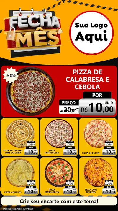 Modelo de Rede Social para Stories com o tema Fecha Mês para Pizzaria