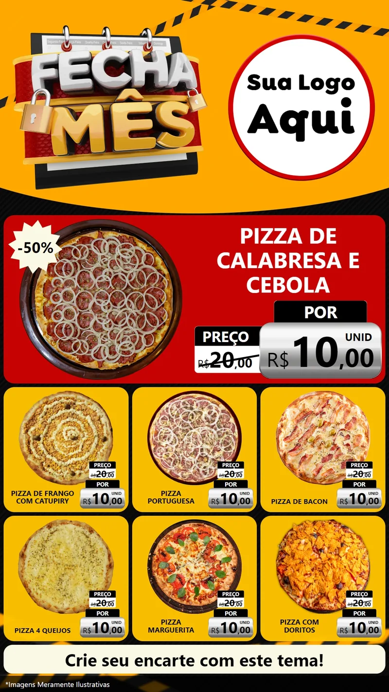 Modelo de Rede Social para Stories com o tema Fecha Mês para Pizzaria