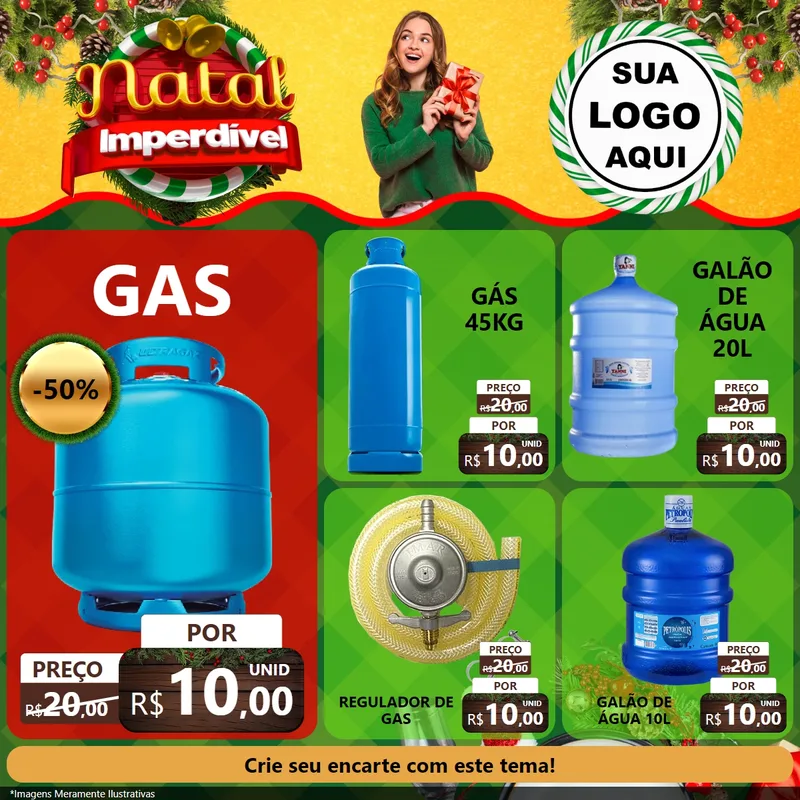Modelo de Rede Social para Feed Facebook com o tema Natal Imperdível para Água e gás