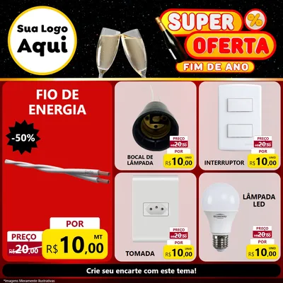 Modelo de Rede Social para Feed Facebook com o tema Super Oferta Fim de Ano para Materiais Elétricos