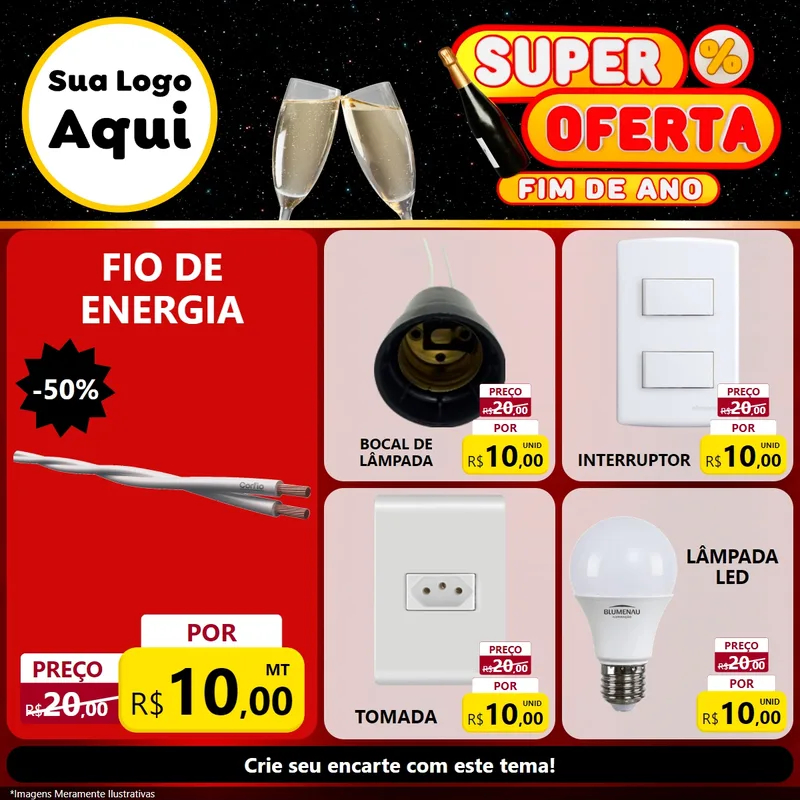 Modelo de Rede Social para Feed Facebook com o tema Super Oferta Fim de Ano para Materiais Elétricos