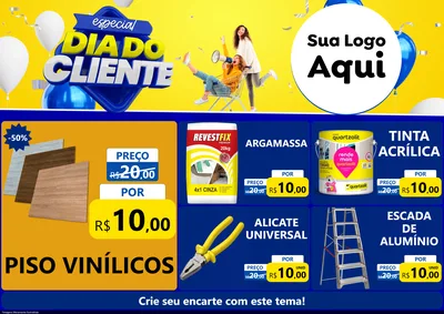 Modelo de Encarte para Encarte A4 Horizontal com o tema Especial Dia do Cliente para Material para Construção