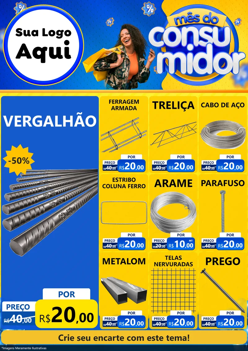 Modelo de Encarte para Encarte A4 Vertical com o tema Mês do Consumidor para Ferragens