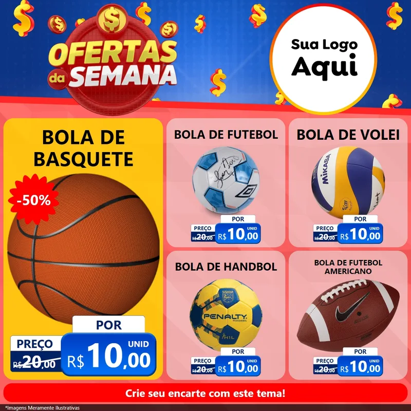 Modelo de Rede Social para Feed Facebook com o tema Ofertas Da Semana para Artigos Esportivos