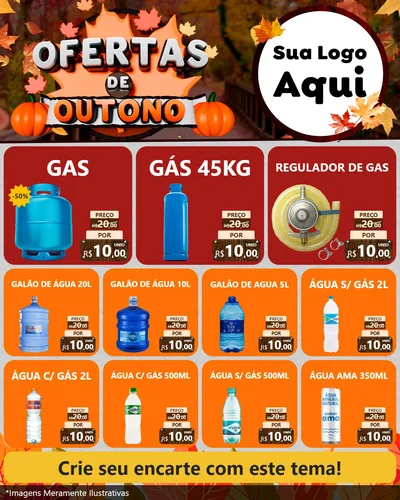 Modelo de Rede Social para Feed Instagram com o tema Ofertas de Outono para Água e gás