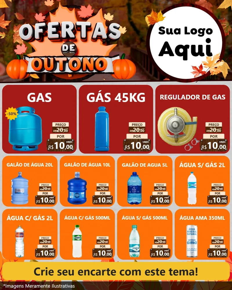Modelo de Rede Social para Feed Instagram com o tema Ofertas de Outono para Água e gás