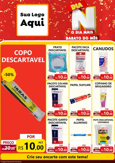 Modelo de Encarte para Encarte A4 Vertical com o tema Dia N o Dia Mais Barato do Mês para Embalagens