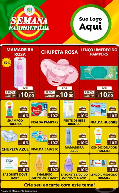 Modelo de Encarte para Encarte Grande com o tema Semana Farroupilha para Bebês