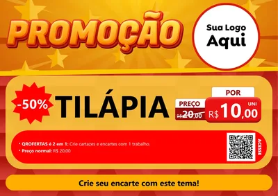 Modelo de Cartaz para Cartaz A4 Horizontal com o tema Promoção para Peixaria