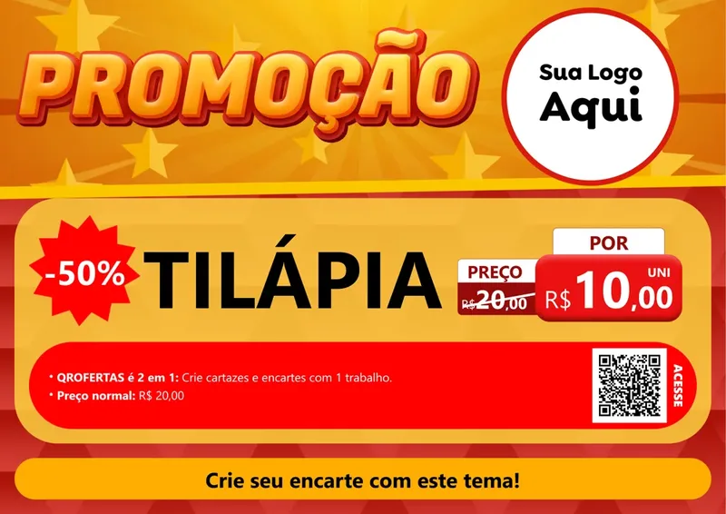Modelo de Cartaz para Cartaz A4 Horizontal com o tema Promoção para Peixaria