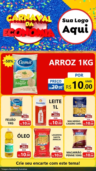 Modelo de Rede Social para Stories com o tema Carnaval da Economia para Supermercado