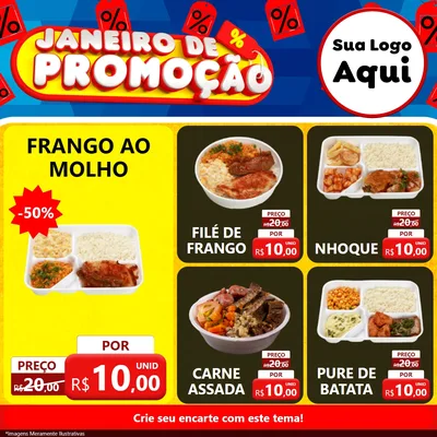 Modelo de Rede Social para Feed Facebook com o tema Janeiro de Promoção para Restaurante