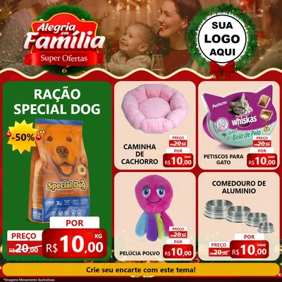 Modelo de Rede Social para Feed Facebook com o tema Alegria Em Família - Super Ofertas para Pet Shop